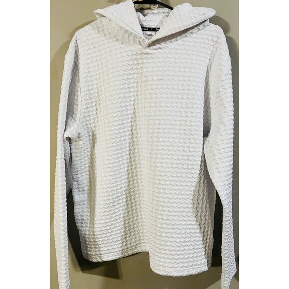 Sports Illustrated White Textured Hooded Pullover - L - 98% Polyester 2% Spandex - Picture 1 of 3